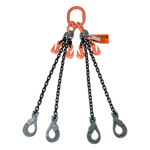 Chain Sling - 9/32" x 6' Quad Leg with Positive Locking Hooks and Adjusters - Grade 100 - Main