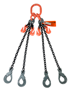 Chain Sling - 9/32" x 6' Quad Leg with Positive Locking Hooks and Adjusters - Grade 100 Chain Sling - 9/32" x 6' Quad Leg with Positive Locking Hooks and Adjusters - Grade 100