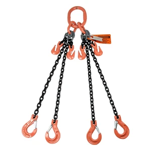 Chain Sling - 3/8" x 6' Quad Leg with Sling Hooks and Adjusters - Grade 100 - Main