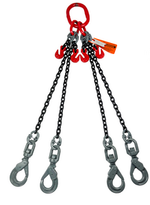 Chain Sling 5/8 x 10' Quad Leg Swivel Positive Lock Hooks Adjusters Grade 80 Chain Sling 5/8 x 10' Quad Leg Swivel Positive Lock Hooks Adjusters Grade 80