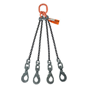 Chain Sling - 9/32" x 6' Quad Leg with Swivel Positive Locking Hooks - Grade 100 - Main