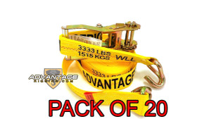 20 Pack - Heavy Duty Ratchet Strap Tiedown 27' X 2" with Wire J Hooks 10k Break Strength 20 Pack - Heavy Duty Ratchet Strap Tiedown 27' X 2" with Wire J Hooks 10k Break Strength