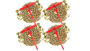 3/8" Transport Package - (4) Ratchet Binders - (4) 16' Foot Chains 3/8" Transport Package - (4) Ratchet Binders - (4) 16' Foot Chains