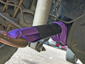 Purple Polyester Axle Strap with Sleeve Protector - 4 Foot Choker Hold Purple Polyester Axle Strap with Sleeve Protector - 4 Foot Choker Hold