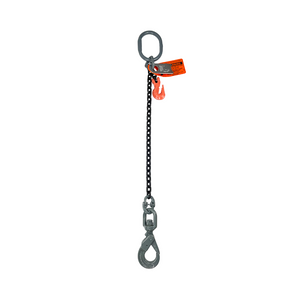 Chain Sling - 3/8" x 8' Single Leg with Swivel Positive Locking Hooks and Adjuster - Grade 100 Chain Sling - 3/8" x 8' Single Leg with Swivel Positive Locking Hooks and Adjuster - Grade 100