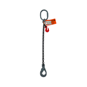 Chain Sling - 9/32" x 8' Single Leg with Swivel Positive Locking Hooks and Adjuster - Grade 100