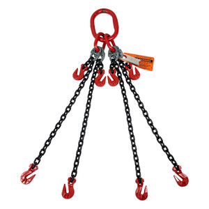 Chain Sling - 5/8" x 8' Quad Leg with Grab Hook and Adjusters - Grade 80 - Main