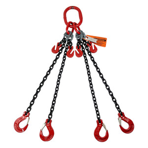 Chain Sling - 3/8" x 8' Quad Leg with Sling Hooks and Adjusters - Grade 80 - Main