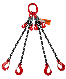 Chain Sling - 5/16" x 8' Quad Leg with Sling Hooks and Adjusters - Grade 80 Chain Sling - 5/16" x 8' Quad Leg with Sling Hooks and Adjusters - Grade 80