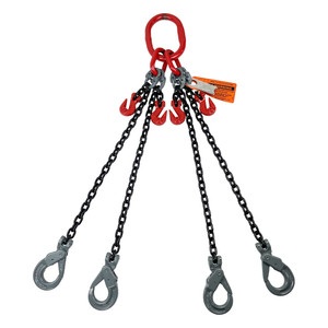 Chain Sling - 9/32" x 8' Quad Leg with Positive Locking Hooks and Adjusters - Grade 80 - Main