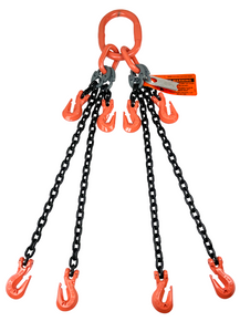 Chain Sling - 9/32" x 6' Quad Leg with Grab Hook and Adjusters - Grade 100 Chain Sling - 9/32" x 6' Quad Leg with Grab Hook and Adjusters - Grade 100