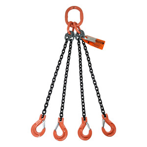 Chain Sling - 5/8" x 8' Quad Leg with Sling Hooks - Grade 100 - Main