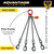 Chain Sling - 9/32" x 10' Quad Leg with Swivel Positive Locking Hooks - Grade 80 - Pick points and length