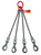 Chain Sling - 9/32" x 6' Quad Leg with Swivel Positive Locking Hooks - Grade 80