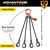 Chain Sling - 3/8" x 5' Quad Leg with Positive Locking Hooks - Grade 100 - Pick points and length