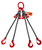 Chain Sling - 1/2" x 10' Quad Leg with Sling Hooks and Adjusters - Grade 80