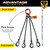 Chain Sling - 9/32" x 8' Quad Leg with Positive Locking Hooks - Grade 80 - Pick points and length