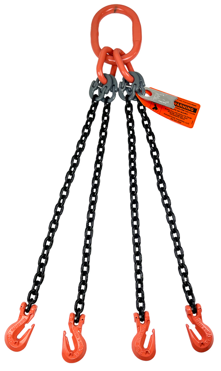 Chain Sling - 9/32" x 10' Quad Leg with Grab Hooks - Grade 100