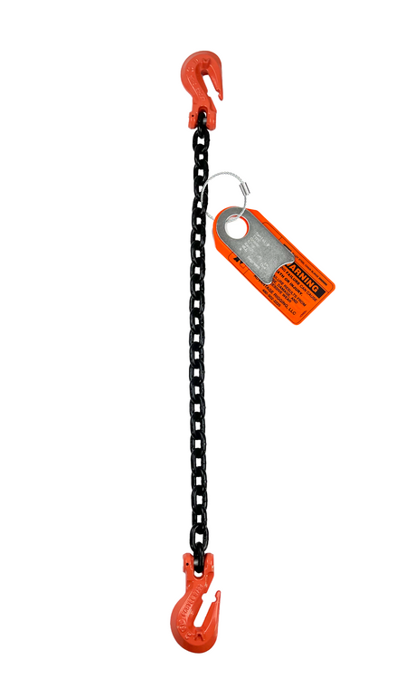 Chain Sling - 1/2" x 5' Single Leg with Grab Hooks - Grade 100