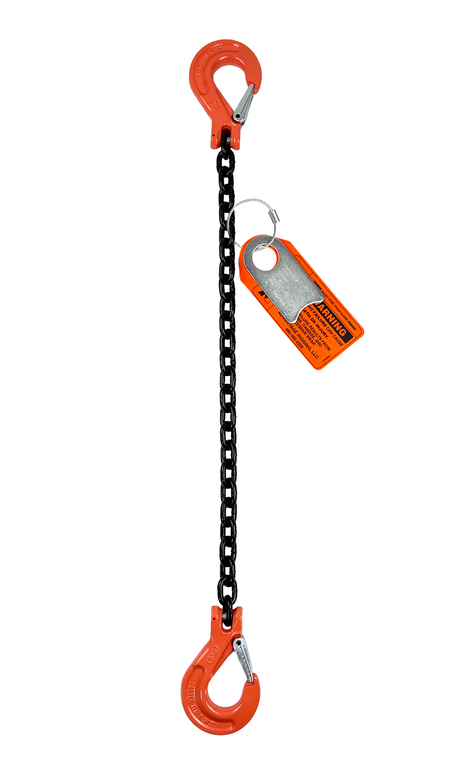 Chain Sling - 9/32" x 10' Single Leg with Sling Hooks - Grade 100