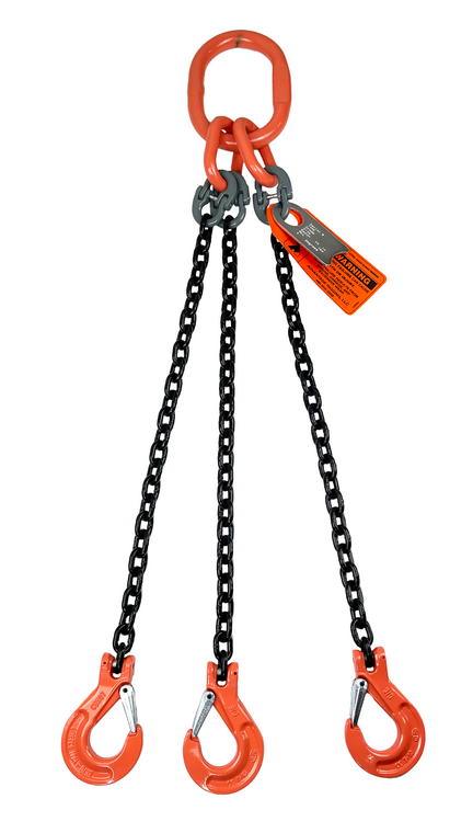 Chain Sling - 5/16" x 5' Triple Leg with Sling Hooks - Grade 100