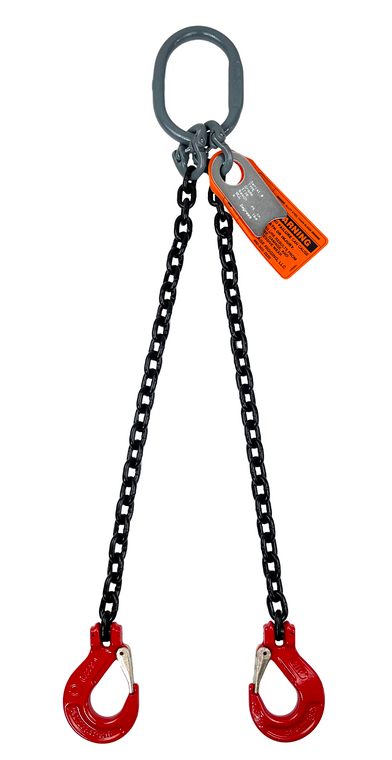 Chain Sling - 1/2" x 5' Double Leg with Sling Hooks - Grade 80