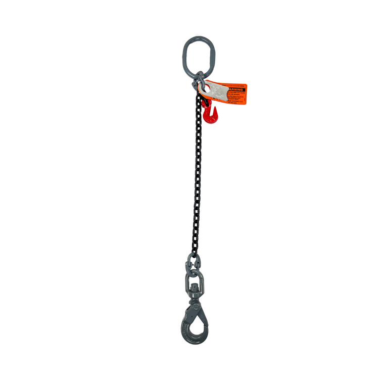 Chain Sling 9/32 x 5' Single Leg Swivel Positive Lock Hook Adjuster Grade 80