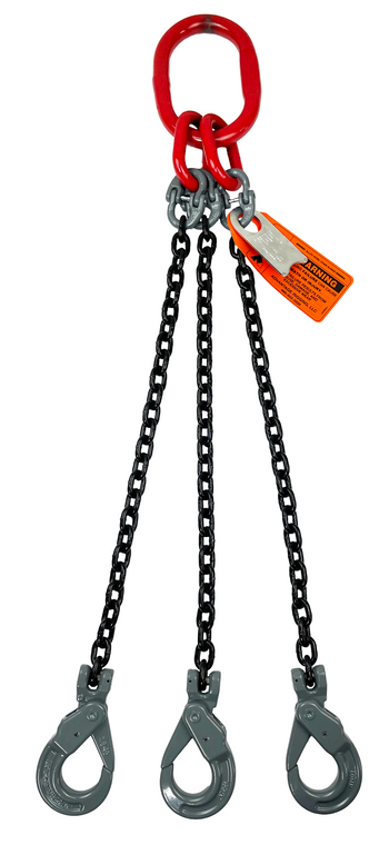 Chain Sling - 9/32" x 10' Triple Leg with Positive Locking Hooks - Grade 80