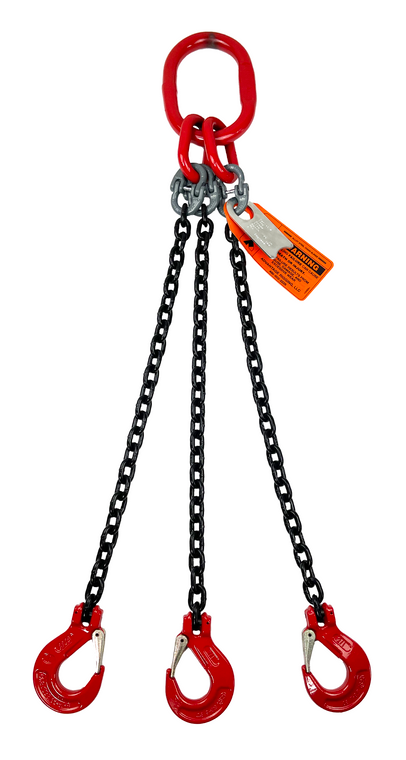 Chain Sling - 1/2" x 10' Triple Leg with Sling Hooks - Grade 80