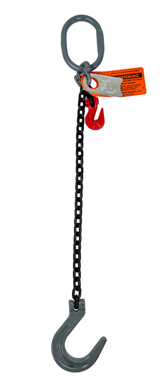 Chain Sling - 3/8" x 5' Single Leg with Foundry Hook and Adjuster - Grade 80