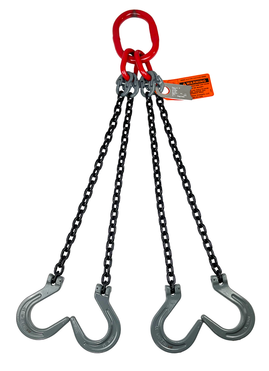 Chain Sling - 5/16" x 5' Quad Leg with Foundry Hook - Grade 80