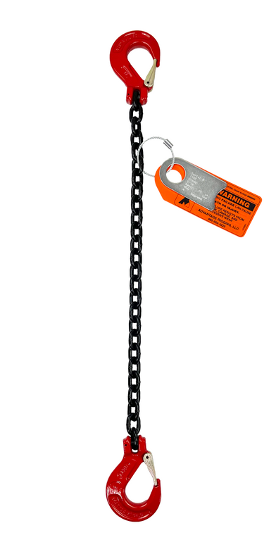 Chain Sling - 5/8" x 10' Single Leg with Sling Hooks - Grade 80