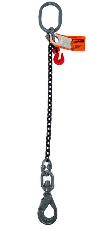 Chain Sling 5/8 x 6' Single Leg Swivel Positive Lock Hook Adjuster Grade 80