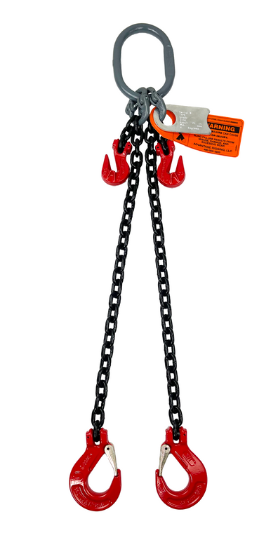 Chain Sling - 5/8" x 10' Double Leg with Sling Hooks - Grade 80