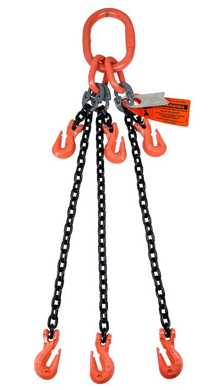 Chain Sling - 3/8" x 10' Triple Leg with Grab Hook and Adjusters - Grade 100