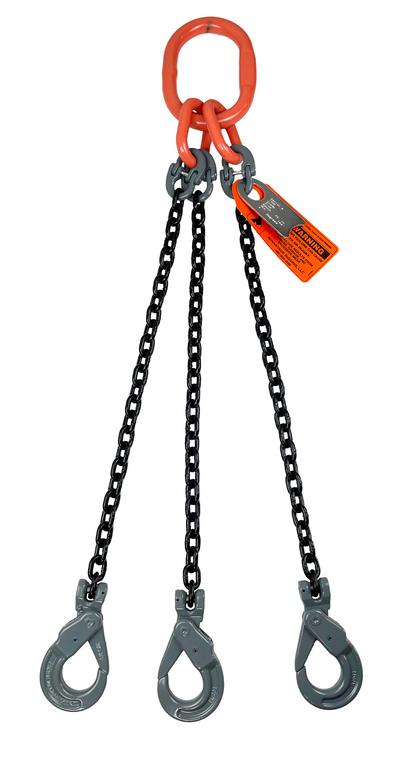 Chain Sling - 5/8" x 10' Triple Leg with Positive Locking Hooks - Grade 100