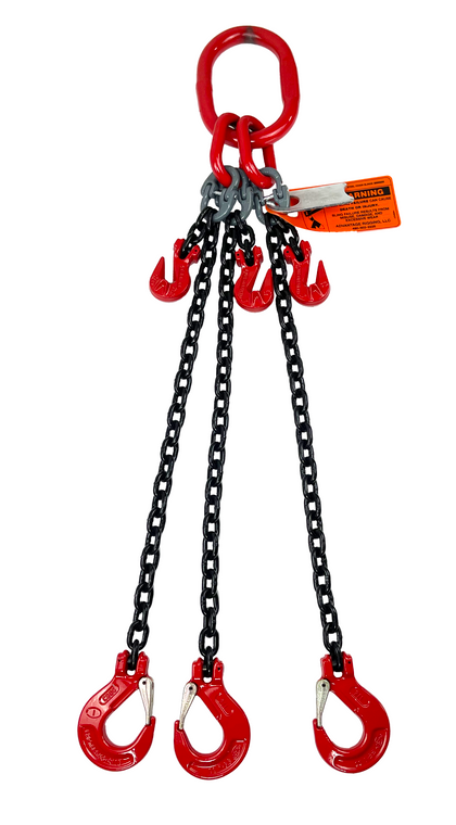 Chain Sling - 5/16" x 10' Triple Leg with Sling Hooks and Adjusters - Grade 80