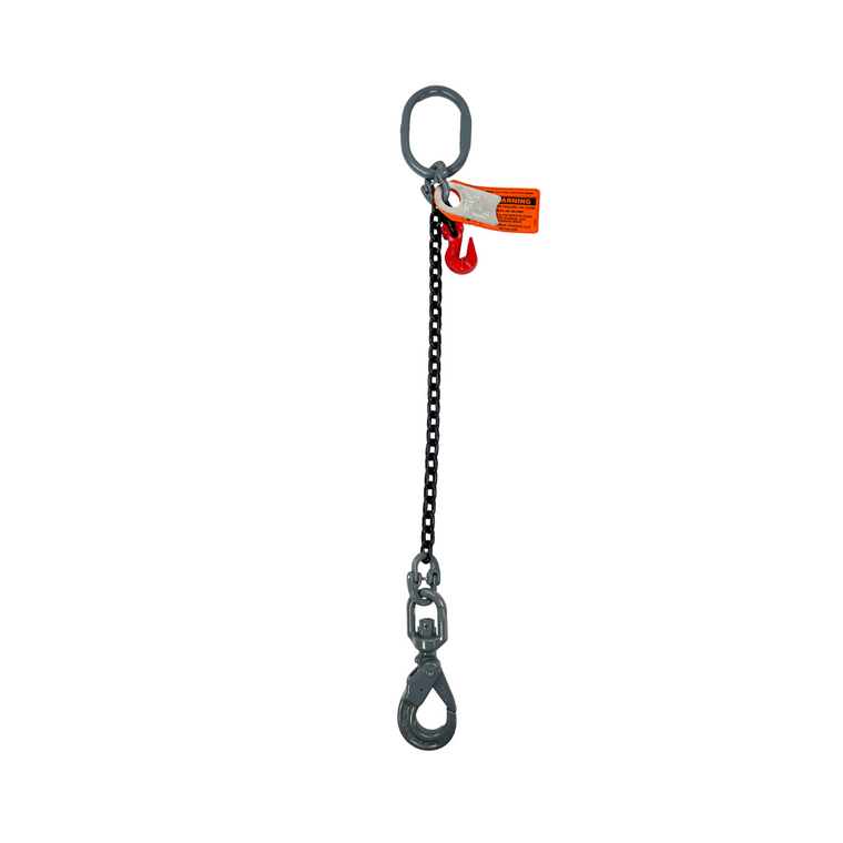Chain Sling 1/2 x 8' Single Leg Swivel Positive Lock Hook Adjuster Grade 80