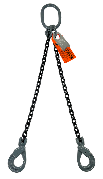 Chain Sling - 1/2" x 6' Double Leg with Positive Locking Hooks - Grade 100