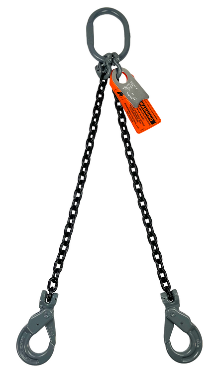  Chain Sling - 9/32" x 6' Double Leg with Positive Locking Hooks - Grade 100