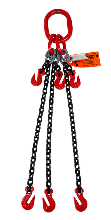 Chain Sling - 5/16" x 6' Triple Leg with Grab Hook and Adjusters - Grade 80