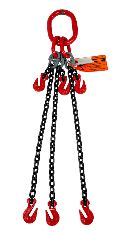Chain Sling - 9/32" x 6' Triple Leg with Grab Hook and Adjusters - Grade 80