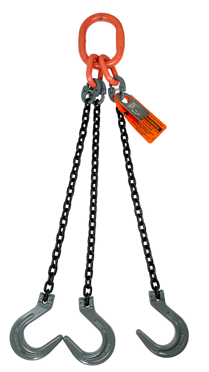 Chain Sling - 3/8" x 6' Triple Leg with Foundry Hook - Grade 100