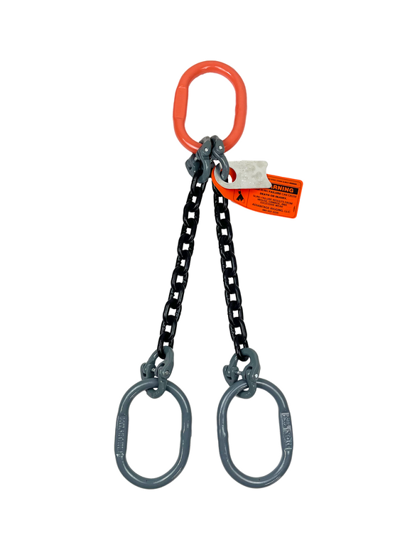 Chain Sling - 9/32" x 8' Double Leg with Oblong Rings - Grade 100