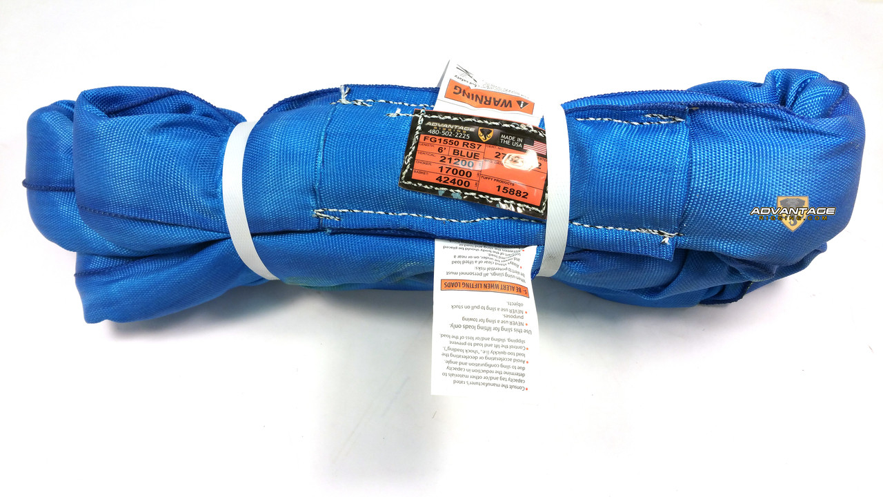 Polyester round sling for protected steel lifting