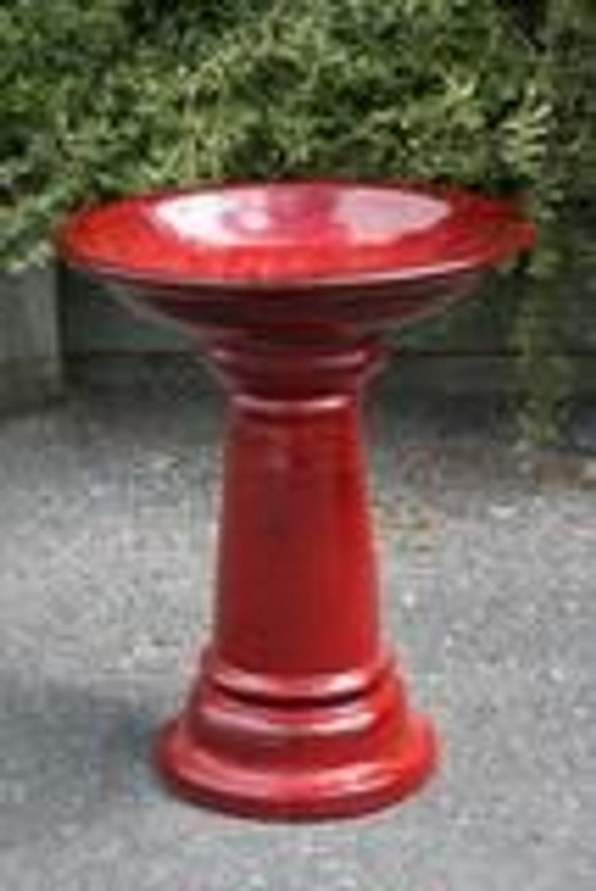 Bird Bath Red 50cm Big Jims Garden Centre