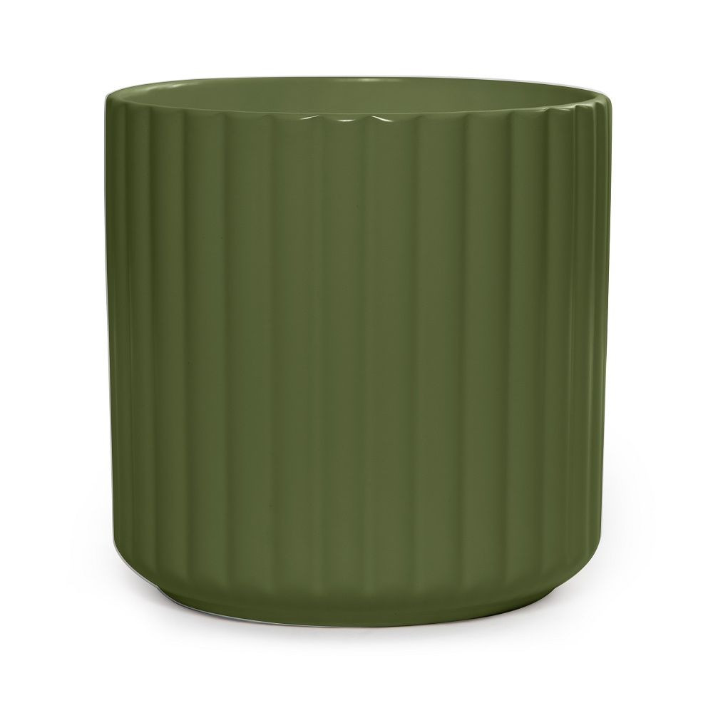 Pot Ribbed Kharki 17cm Big Jims Garden Centre