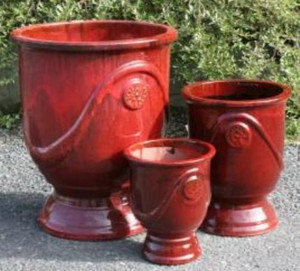 Urn - Round Glazed Red Small (78065)