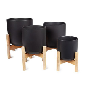 Pot - Flower Black W/Stand M