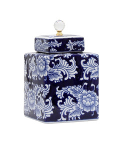 Canister - Blue & White Peony